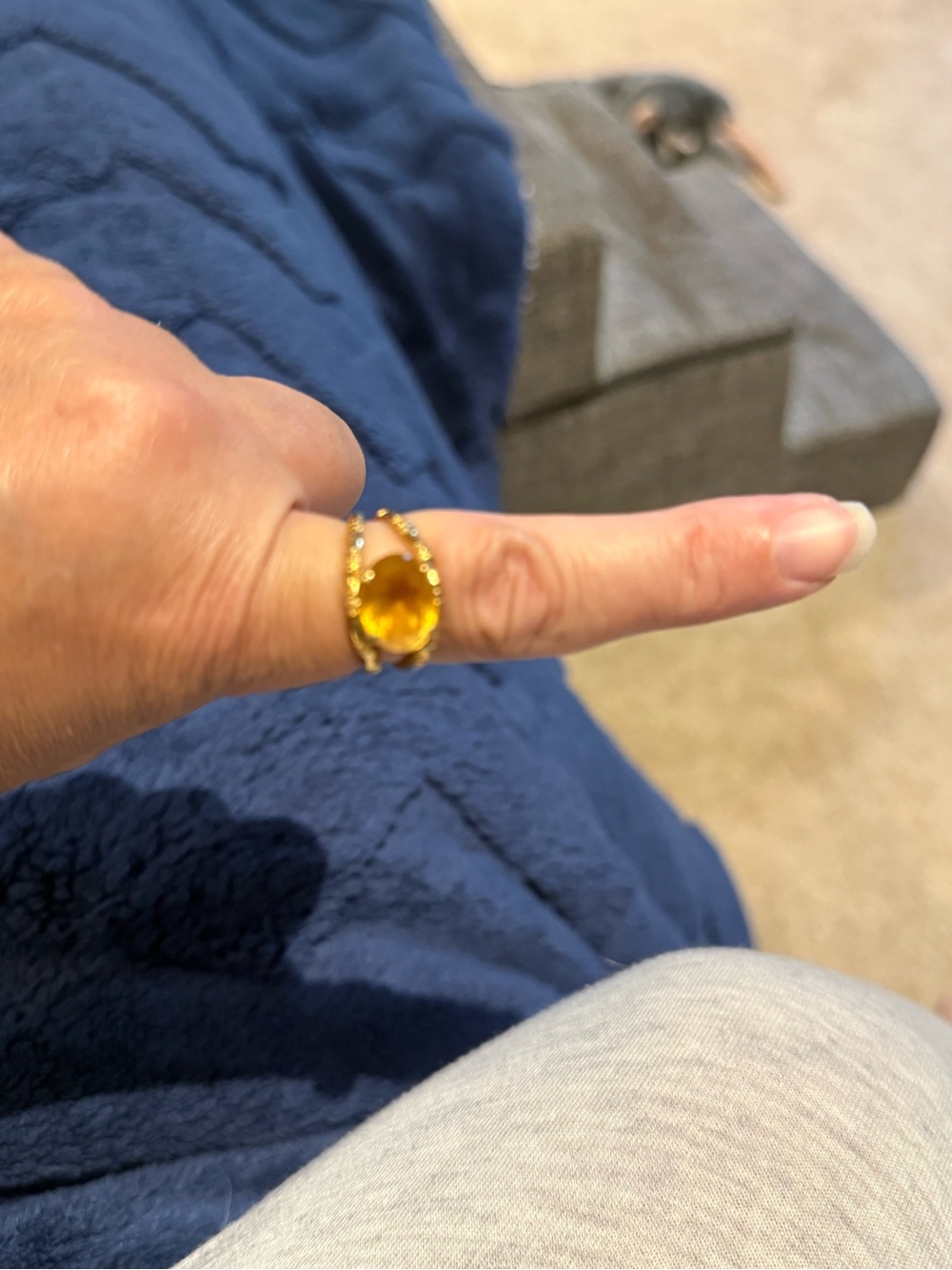 Gold-Tone Citrine Oval Cocktail Ring - Women Jewelry